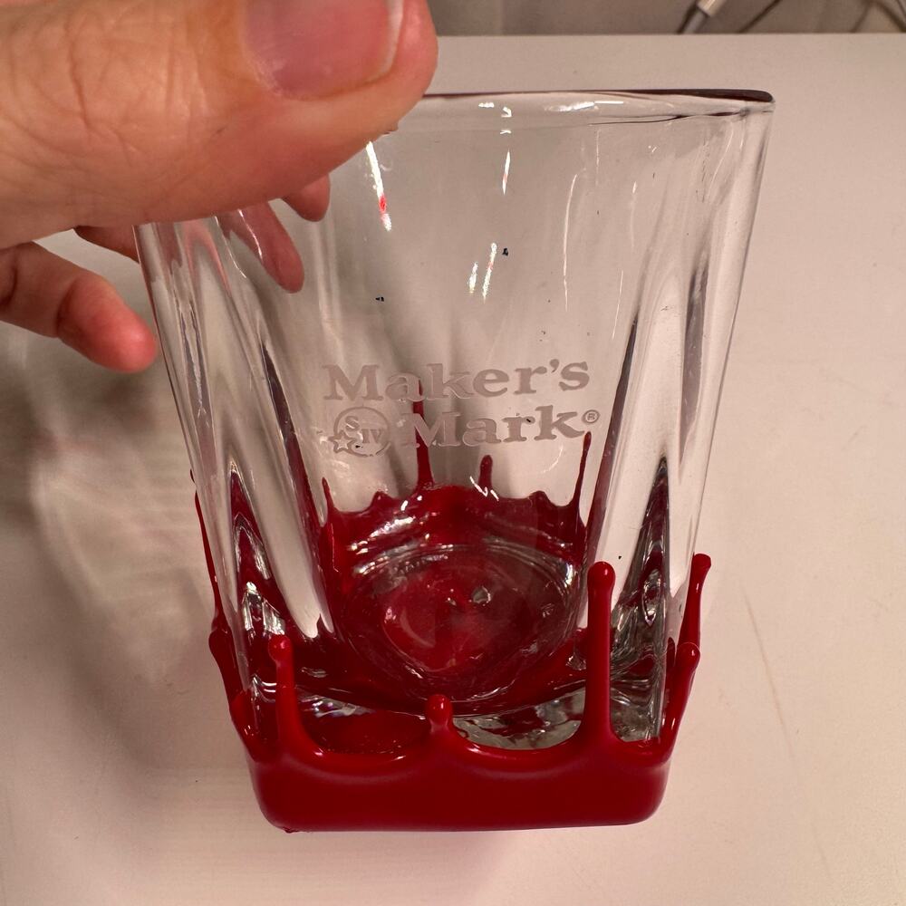Maker’s Mark Red Wax Drip Rocks Glass Bourbon Whiskey Tumbler Barware